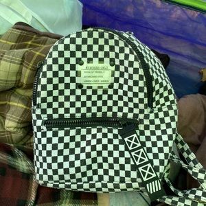 black and white checker board mini backpack